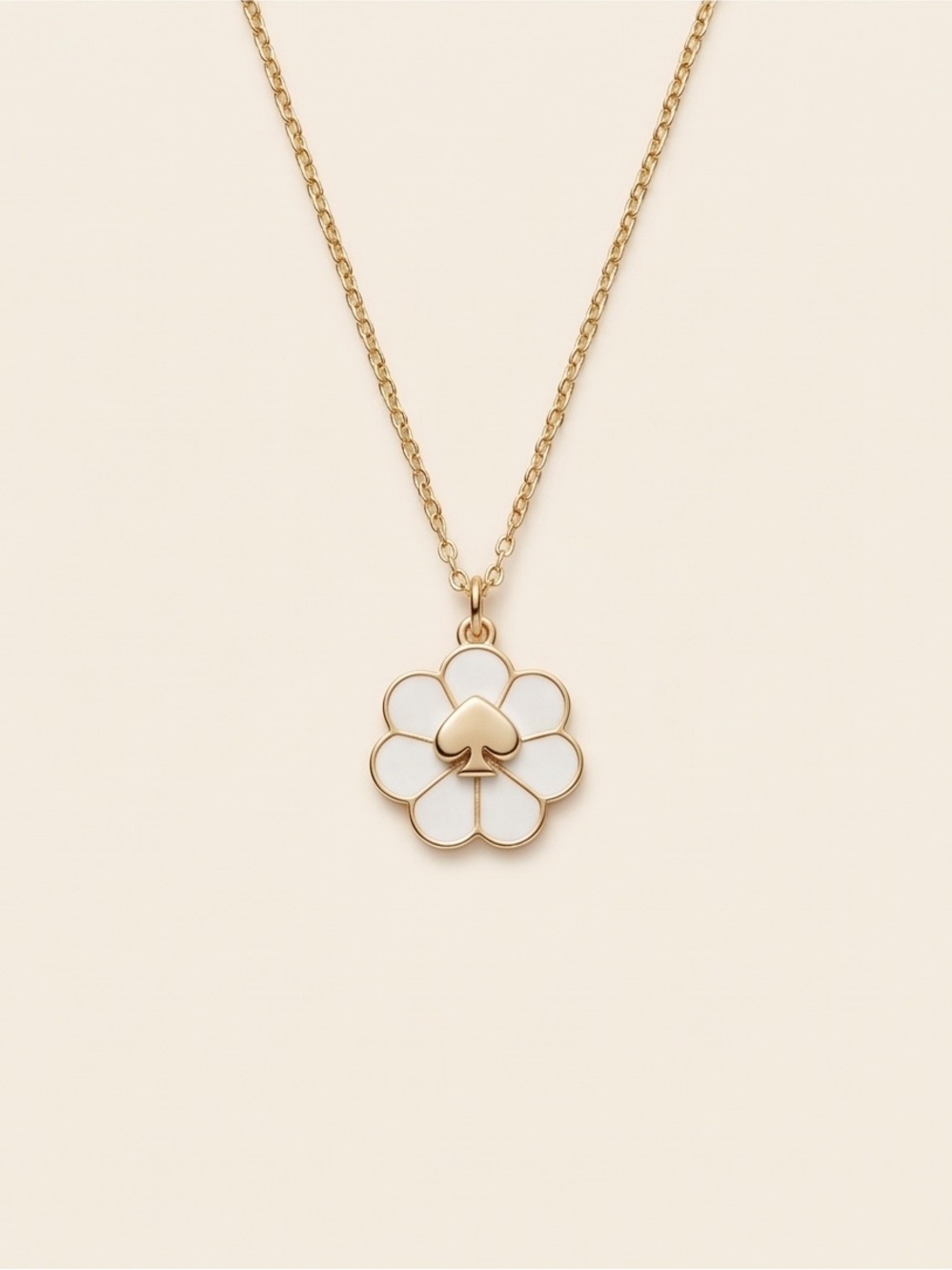 kate spade Gold and White Enamel Flower Pendant Necklace